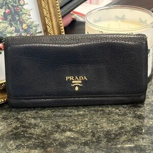 Prada Black Leather Long Wallet